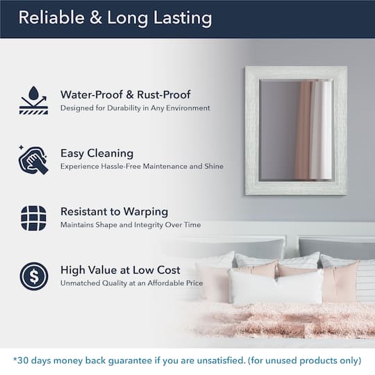 Head West® Textured Chrome Rectangular Wall Vanity Mirror
